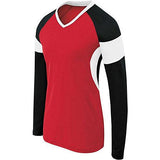 Girls Long Sleeve Raptor Jersey Scarlet/black/white Youth Volleyball