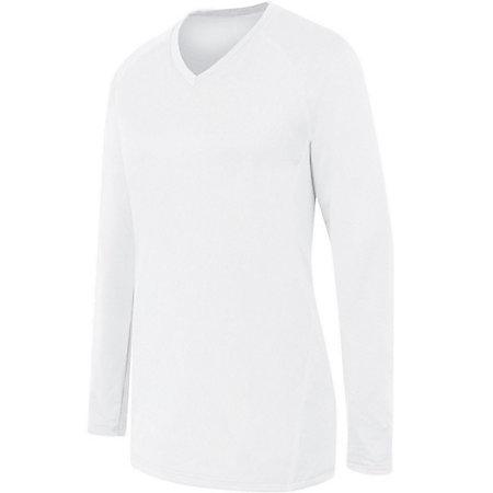Ladies Long Sleeve Solid Jersey White/white Adult Volleyball