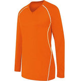 Ladies Long Sleeve Solid Jersey Orange/white Adult Volleyball