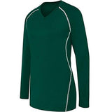 Ladies Long Sleeve Solid Jersey Forest/white Adult Volleyball
