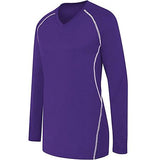 Ladies Long Sleeve Solid Jersey Purple/white Adult Volleyball