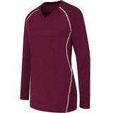 Girls Long Sleeve Solid Jersey Maroon/white Youth Volleyball