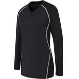 Girls Long Sleeve Solid Jersey Black/white Youth Volleyball