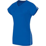 Ladies Short Sleeve Solid Jersey Royal/white Adult Volleyball