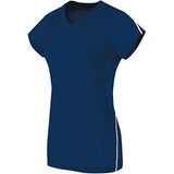Ladies Short Sleeve Solid Jersey Navy/white Adult Volleyball