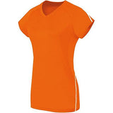 Ladies Short Sleeve Solid Jersey Orange/white Adult Volleyball
