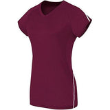 Ladies Short Sleeve Solid Jersey Maroon/white Adult Volleyball