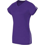 Ladies Short Sleeve Solid Jersey Purple/white Adult Volleyball