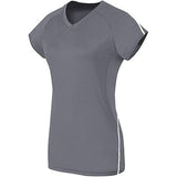 Ladies Short Sleeve Solid Jersey Graphite/white Adult Volleyball
