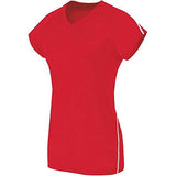 Girls Short Sleeve Solid Jersey Scarlet/white Youth Volleyball