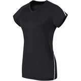 Girls Short Sleeve Solid Jersey Black/white Youth Volleyball