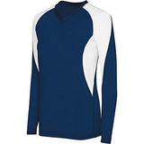 Ladies Long Sleeve Court Jersey Navy/white Adult Volleyball