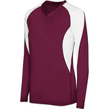 Ladies Long Sleeve Court Jersey Maroon/white Adult Volleyball