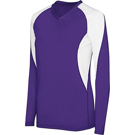 Ladies Long Sleeve Court Jersey Purple/white Adult Volleyball