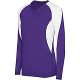 Ladies Long Sleeve Court Jersey Purple/white Adult Volleyball