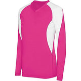 Ladies Long Sleeve Court Jersey Raspberry/white Adult Volleyball