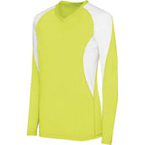 Ladies Long Sleeve Court Jersey Lime/white Adult Volleyball