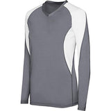 Ladies Long Sleeve Court Jersey Graphite/white Adult Volleyball