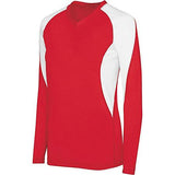 Girls Long Sleeve Court Jersey Scarlet/white Youth Volleyball