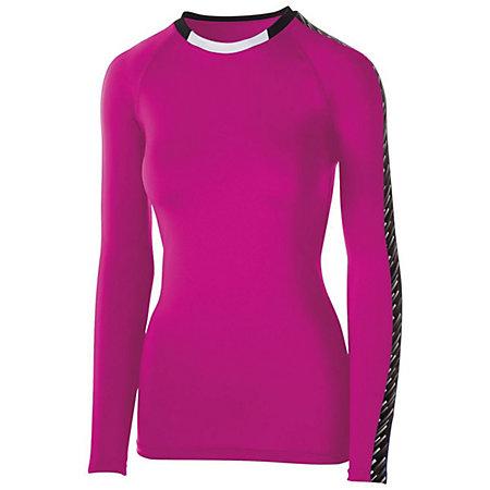 Ladies Spectrum Long Sleeve Jersey Raspberry/black/white Adult Volleyball
