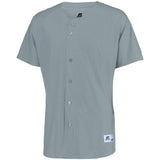Raglan Sleeve Button Front Jersey Baseball Grey Adult