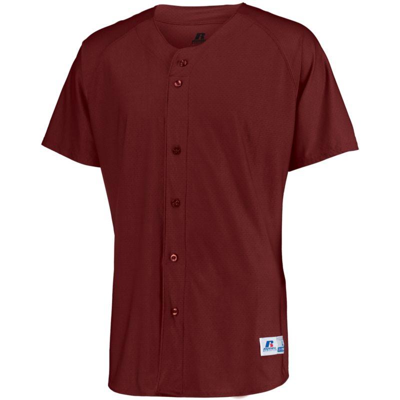 Raglan Sleeve Button Front Jersey Cardinal Adult Baseball