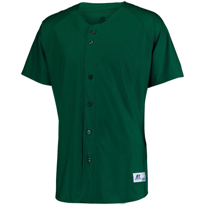 Raglan Sleeve Button Front Jersey Dark Green Adult Baseball