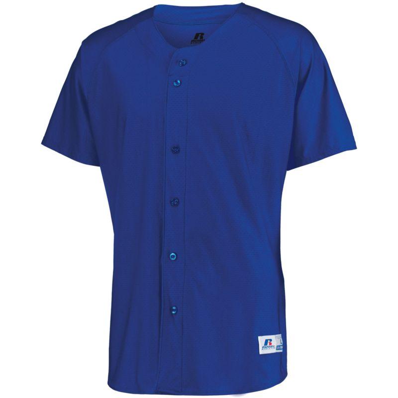 Raglan Sleeve Button Front Jersey Royal Adult Baseball