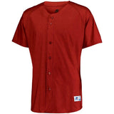 Raglan Sleeve Button Front Jersey True Red Adult Baseball