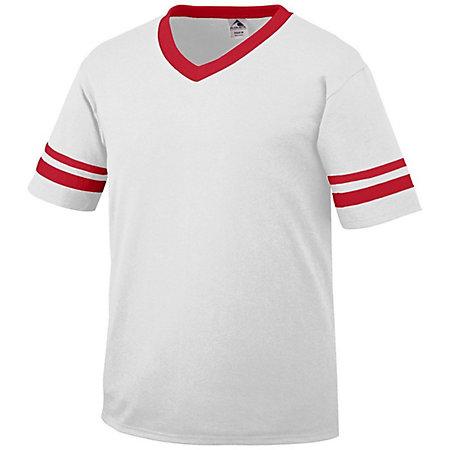 Jersey de rayas de manga blanca / rojo Béisbol adulto