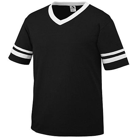 Jersey de manga rayada Béisbol adulto negro / blanco