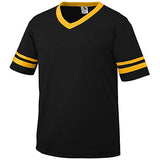 Jersey de manga rayada Béisbol adulto negro / dorado