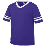 Jersey de manga rayada Púrpura / blanco Béisbol adulto