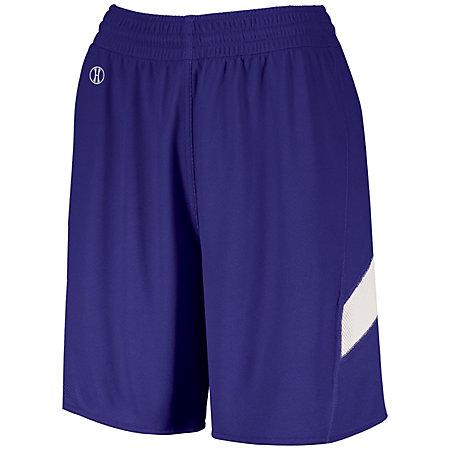 Shorts de mujer de doble capa de una sola capa, púrpura / blanco, camiseta de baloncesto y