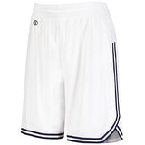 Shorts de baloncesto retro para mujer Blanco / azul marino Single Jersey &