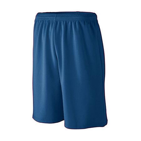Youth Longer Length Wicking Mesh Athletic Shorts Navy Basketball Single Jersey &