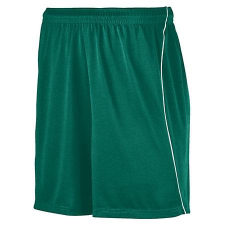 Youth Wicking Soccer Shorts With Piping Dark Green/white Single Jersey &