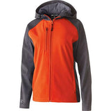 Ladies Raider Soft Shell Jacket Carbon Print/orange Softball