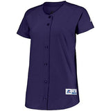 Ladies Stretch Faux Button Jersey Purple Softball