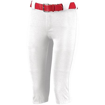 Girls Low Rise Knicker Length Pant White Softball
