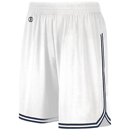 Pantalones cortos de baloncesto retro Blanco / azul marino Camiseta individual para adulto y