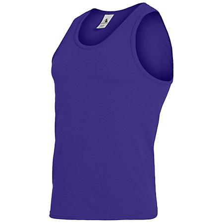 Camiseta sin mangas atlética de poliéster / algodón púrpura para adultos, camiseta y pantalones cortos