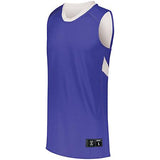 Youth Dual-Side Single Ply Basketball Jersey Purple/white & Shorts