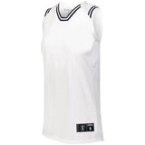 Ladies Retro Basketball Jersey White/navy Single & Shorts