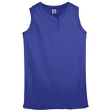 Girls Sleeveless Two-Button Softball Jersey Purple