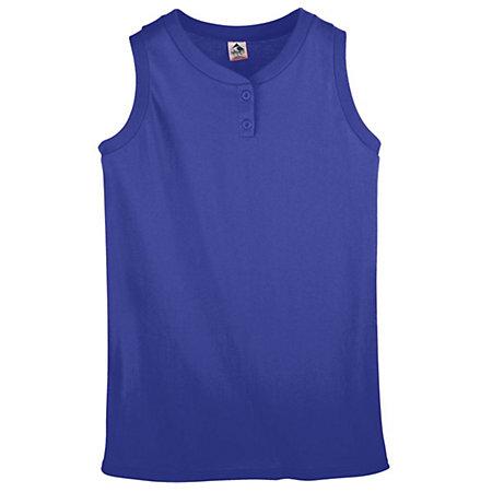 Girls Sleeveless Two-Button Softball Jersey Purple