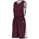 Ladies Undivided Single Ply Reversible Shorts Maroon/white Basketball Jersey &