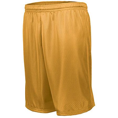 Longer Length Tricot Mesh Shorts Gold Adult Basketball Single Jersey &