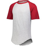Short Sleeve Baseball Jersey Athletic Heather/red Adult