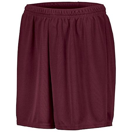 Shorts de fútbol de malla absorbente para jóvenes de una sola camiseta granate y